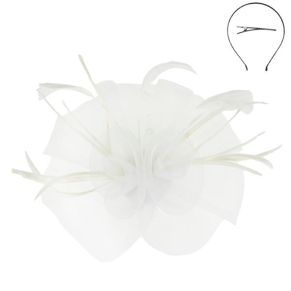 FLORAL FEATHERED SHEER MESH FASCINATOR