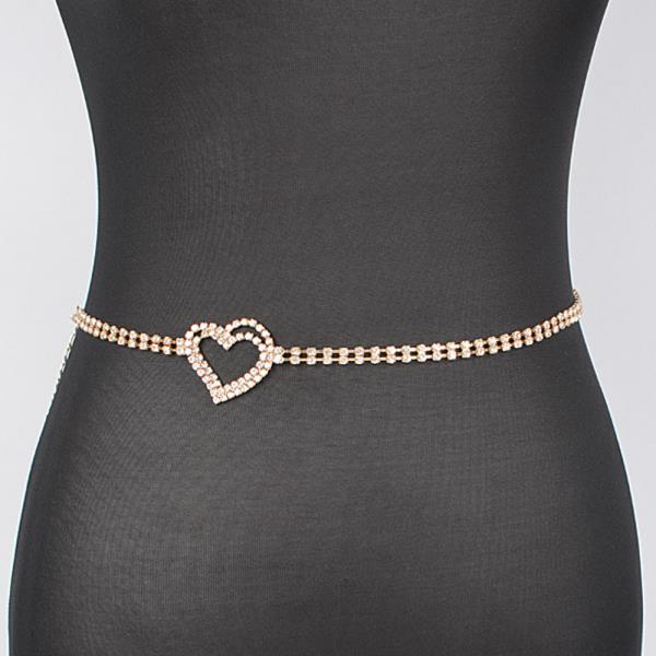 RHINESTONE HEART CHAIN BELT