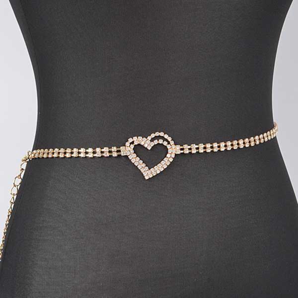 RHINESTONE HEART CHAIN BELT