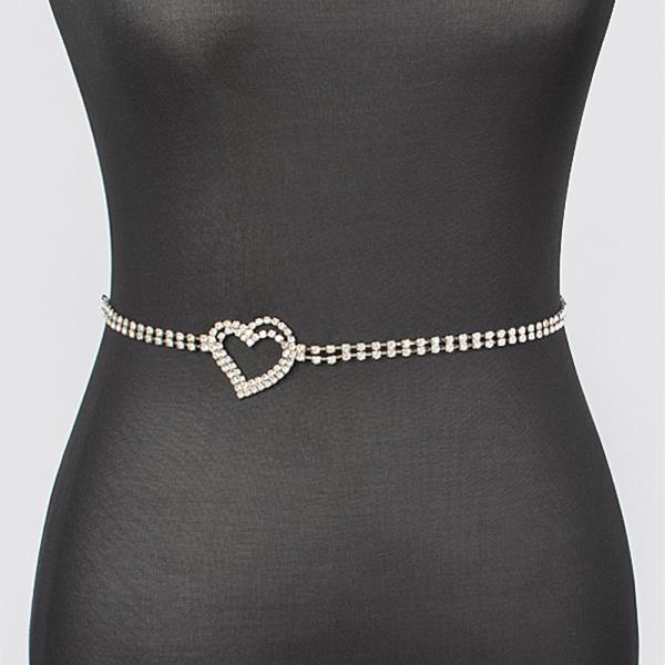 RHINESTONE HEART CHAIN BELT