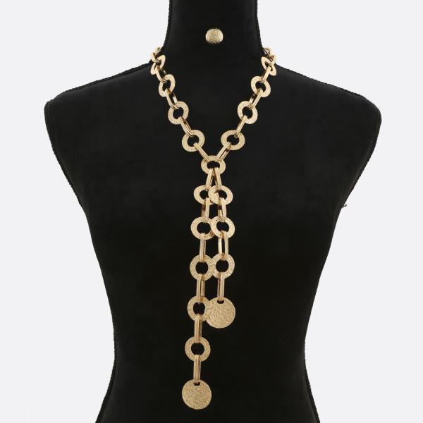 CIRCLE LINK METAL Y SHAPE NECKLACE