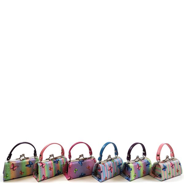 SYNTHETIC BUTTERFLY FRAME COIN PURSE HANDBAG (12 UNITS)