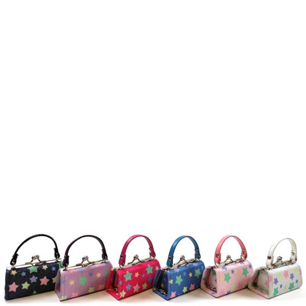 SYNTHETIC STAR PRINT FRAME COIN PURSE HANDBAG (12 UNITS)