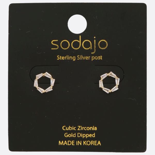 SODAJO CIRCLE CZ GOLD DIPPED STERLING SILVER POST EARRING