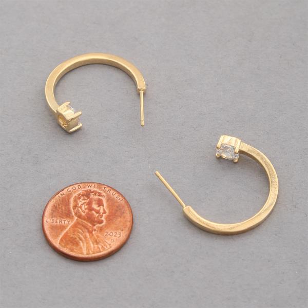 SODAJO CZ OPEN HOOP SILVER POST GOLD DIPPED EARRING