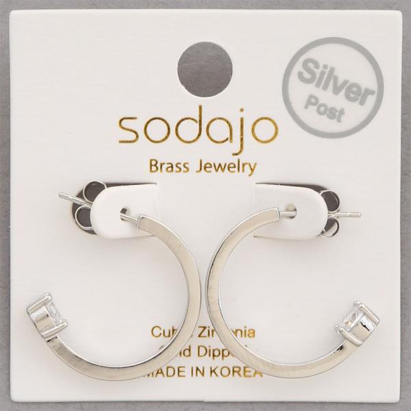 SODAJO CZ OPEN HOOP SILVER POST GOLD DIPPED EARRING