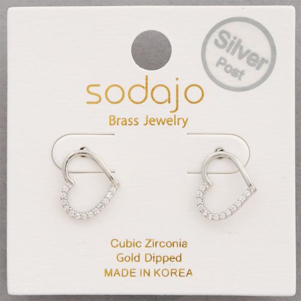 SODAJO CZ HEART SILVER POST GOLD DIPPED EARRING