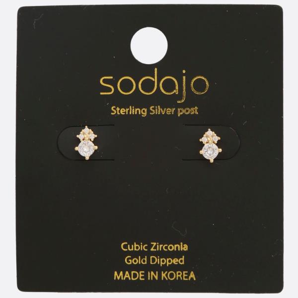 SODAJO CZ GOLD DIPPED STERLING SILVER POST EARRING