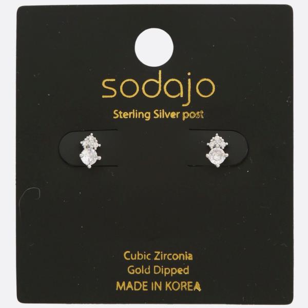 SODAJO CZ GOLD DIPPED STERLING SILVER POST EARRING