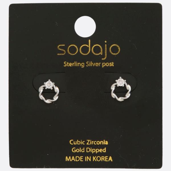 SODAJO CZ GOLD DIPPED STERLING SILVER POST EARRING