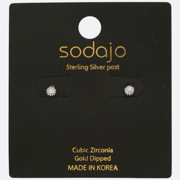 SODAJO DAINTY CZ GOLD DIPPED STERLING SILVER POST EARRING