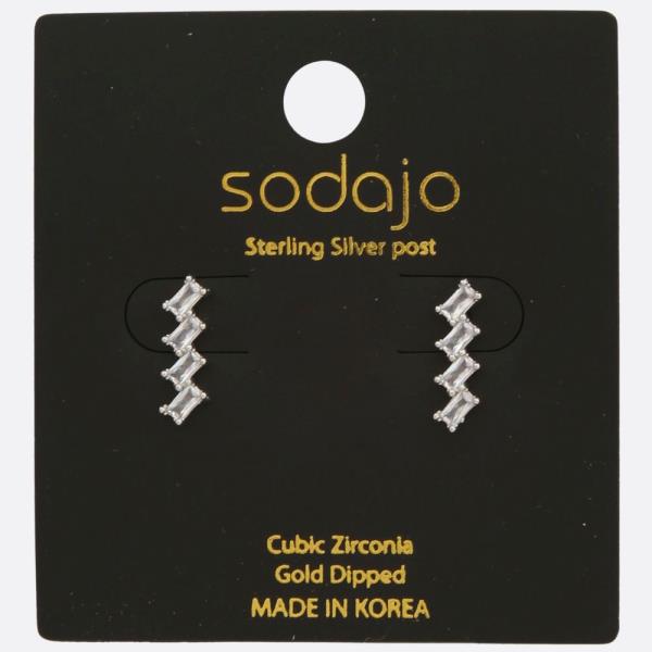 SODAJO CZ GOLD DIPPED STERLING SILVER POST EARRING