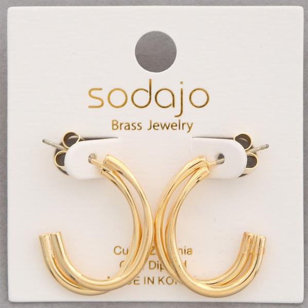 SODAJO DOUBLE OPEN OVAL GOLD DIPPED EARRING