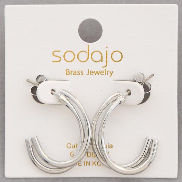 SODAJO DOUBLE OPEN OVAL GOLD DIPPED EARRING