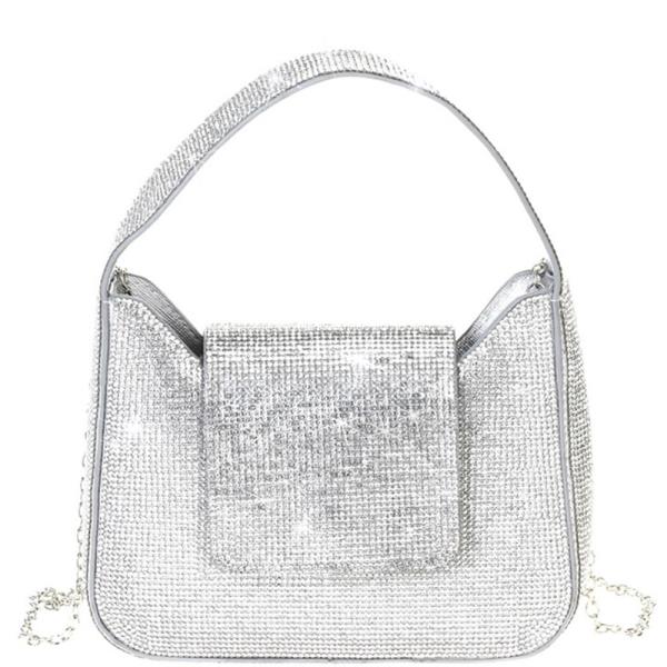 MINI RHINESTONE FLAP HANDLE BAG