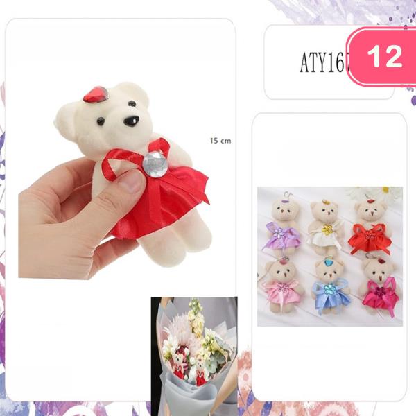 PLUSH BOW DRESS TEDDY BEAR DOLL (12 UNITS)