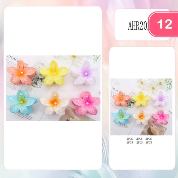 ACRYLIC FLOWER HAIR CLAW CLIPS (12 UNITS)