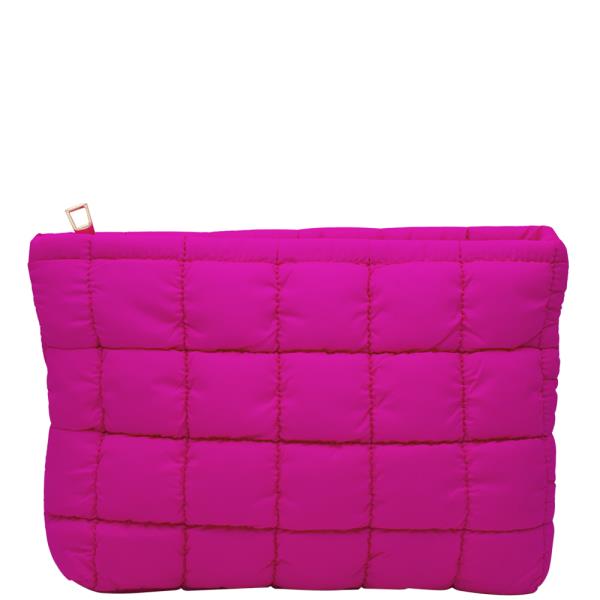 QUILTED CUSHION ZIPPER POUCH BAG