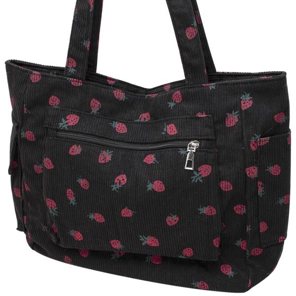 STRAWBERRY PATTERN SHOULDER TOTE BAG