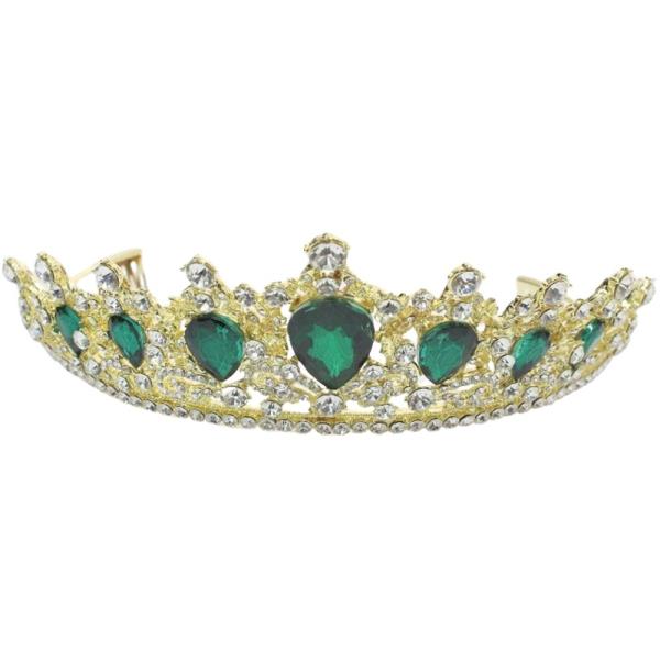 RHINESTONE PEAR-SHAPED GEMSTONE TIARA WITH COMBS