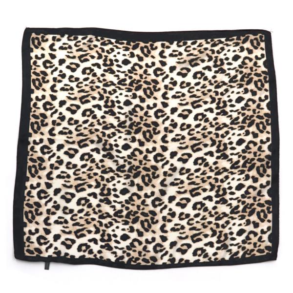 LEOPARD SILKY SQUARE BANDANA NECK SCARF