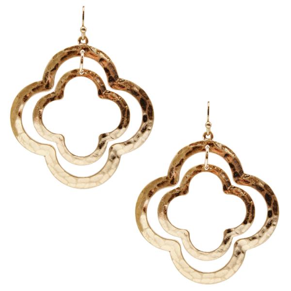 DOUBLE MOROCCAN SHAPE METAL DANGLE EARRING