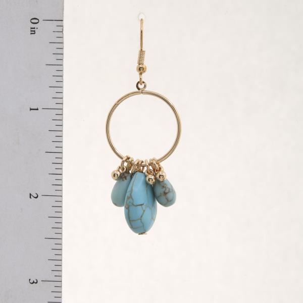 WESTERN STYLE TURQUOISE BEAD HOOP DANGLE EARRING