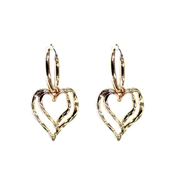 DOUBLE HEART HOOP METAL EARRING