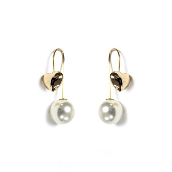 HEART PEARL BEAD LOOP EARRING