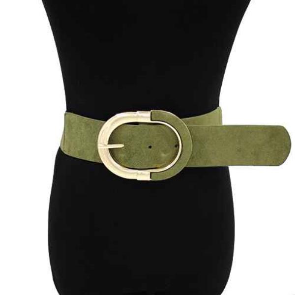 OVAL METAL BUCKLE WIDE BELT