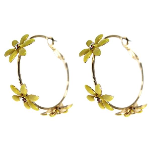 FLOWER METAL HOOP EARRING