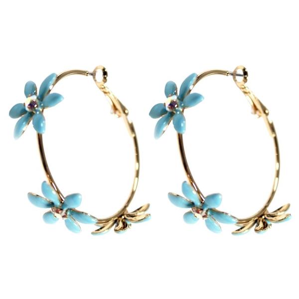 FLOWER METAL HOOP EARRING