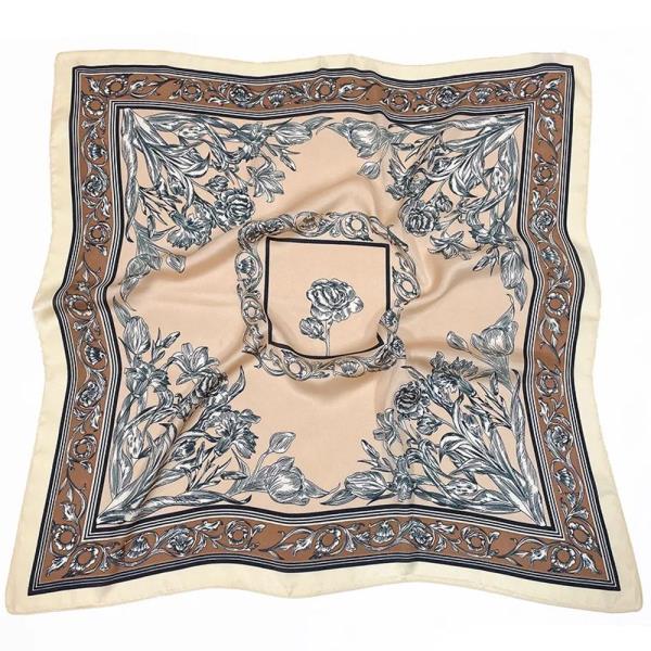 SILK SCARF ROLLED HEM HORSE PRINT SQUARE BANDANA NECK SCARF