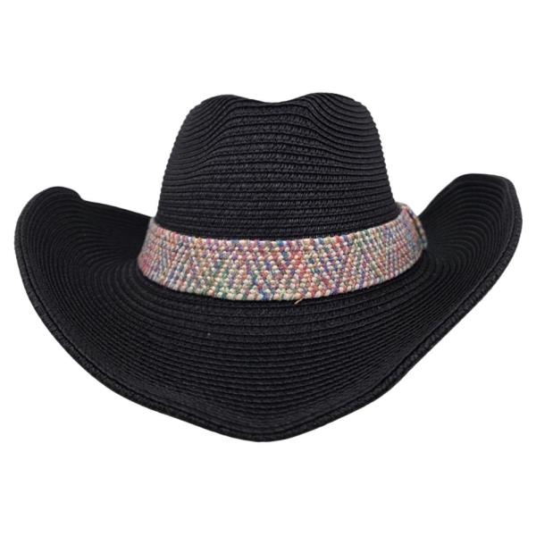 STRAW THREAD BAND COWBOY SUN HAT