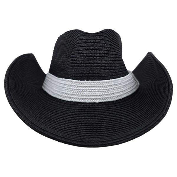 STRAW BAND COWBOY SUN HAT