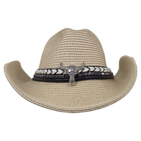 STRAW BAND COWBOY SUN HAT