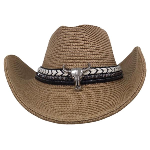 STRAW BAND COWBOY SUN HAT