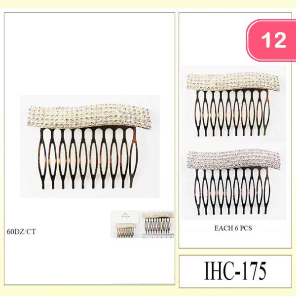 METAL RHINESTONE CURVED RECTANGLE DESIGN EMBELLISHED COMB (12 UNITS)