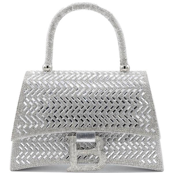 RHINESTONE B DESIGN HANDLE EVENING BAG