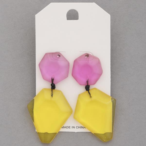 ACETATE GEO SHAPE DANGLE EARRING