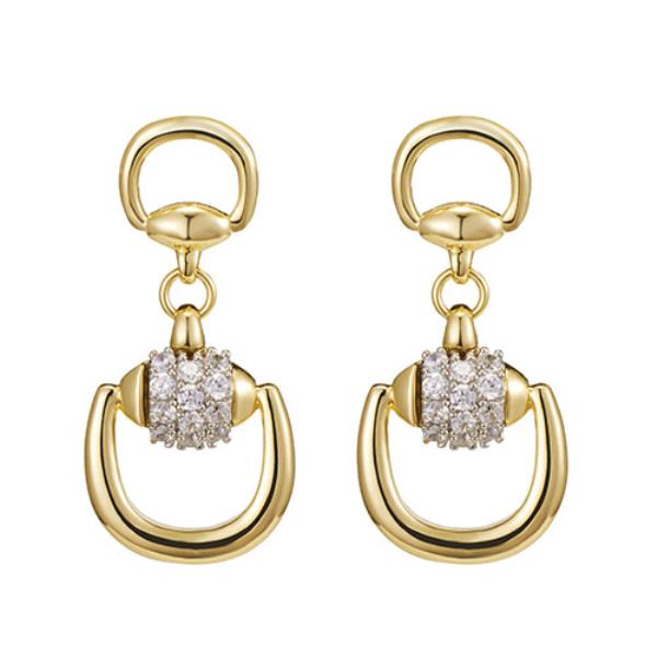 WESTERN STYLE HORSEBIT GOLD PLATED DANGLE EARRING