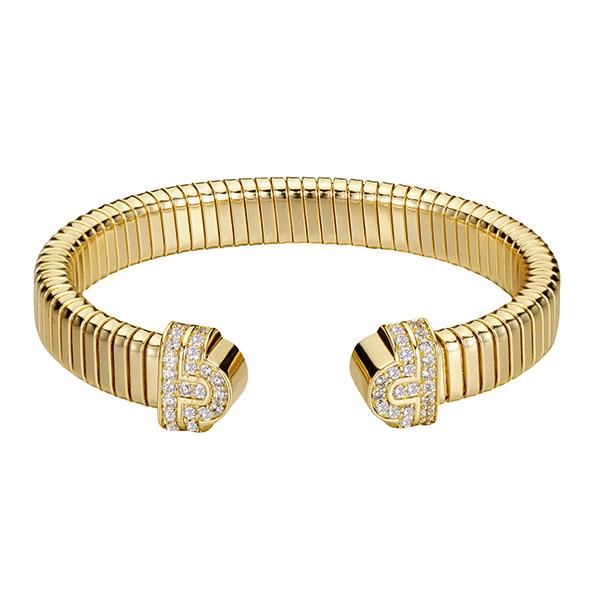 OMEGA CZ GOLD PLATED FLEXIBLE BAND CUFF BRACELET