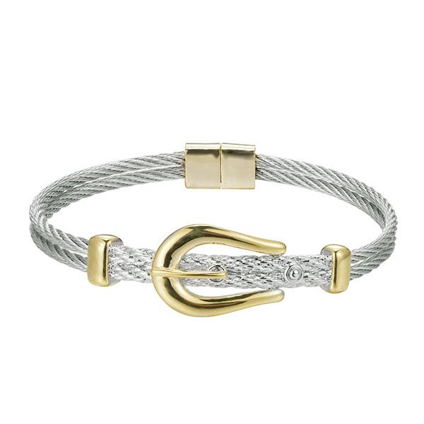 TWO TONE BUCKLE FLEXIBLE BAND MAGNETIC BRACELET