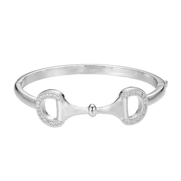 HORSESHOE CZ GOLD PLATED BANGLE BRACELET