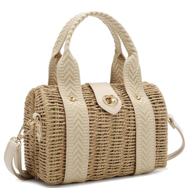 STYLISH DESIGN STRAW HANDLE SATCHEL BAG