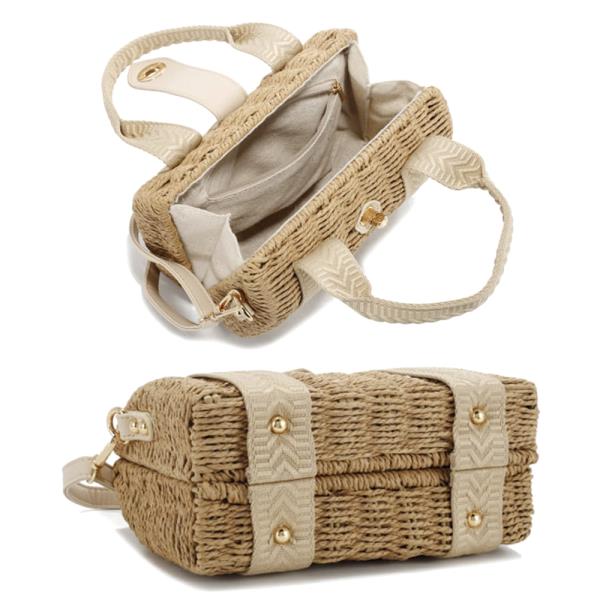 STYLISH DESIGN STRAW HANDLE SATCHEL BAG