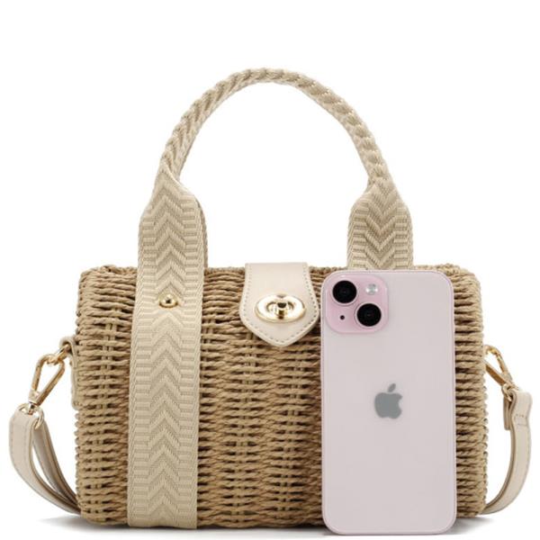 STYLISH DESIGN STRAW HANDLE SATCHEL BAG