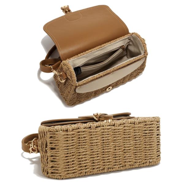 TWO TONE STRAW DESIGN CROSSBODY BAG