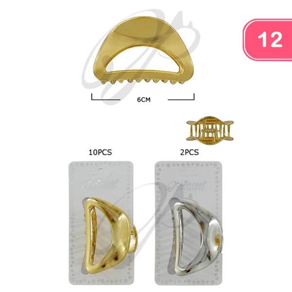 STAIN FINISH METAL HAIR CLAW CLIP (12 UNITS)