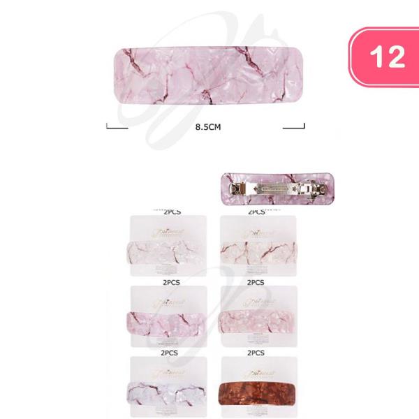 ACRYLIC BARRETTE CLIP HAIR PIN (12 UNITS)